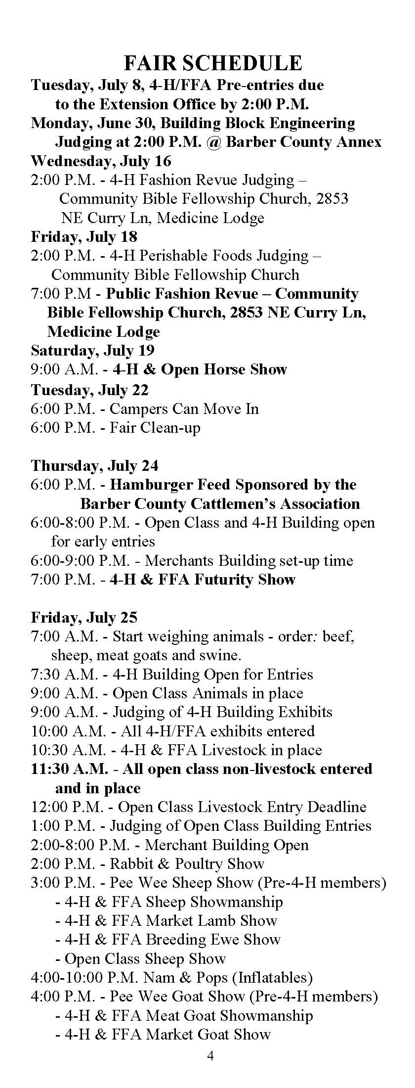 Page 1 Schedule