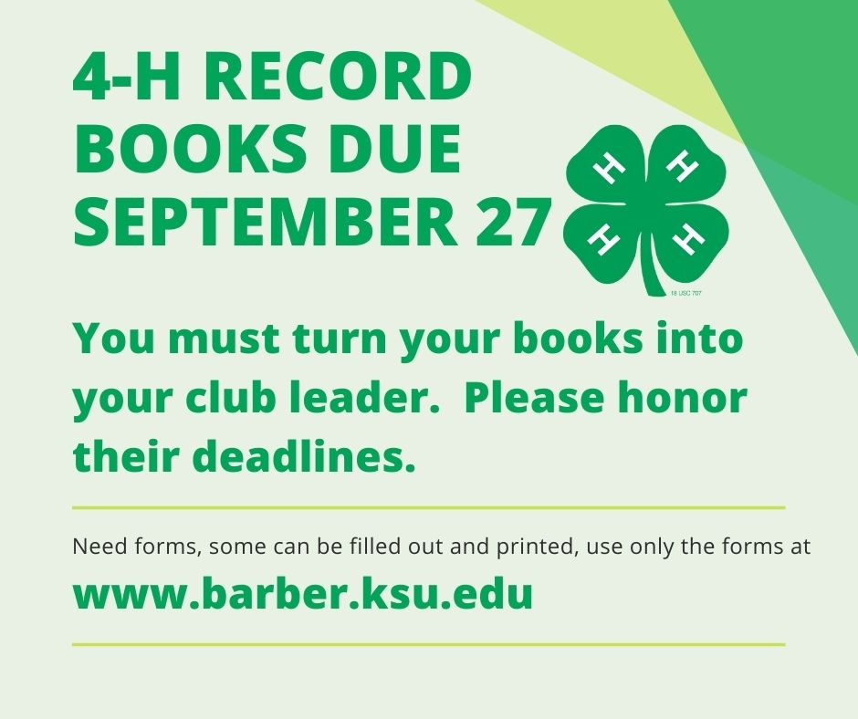 Record books due Sept 27